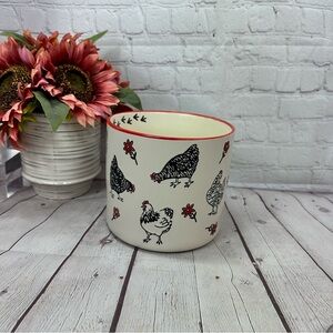 NWT under the sun Chicken scratch 6.5 utensil holder farmhouse planter homestead